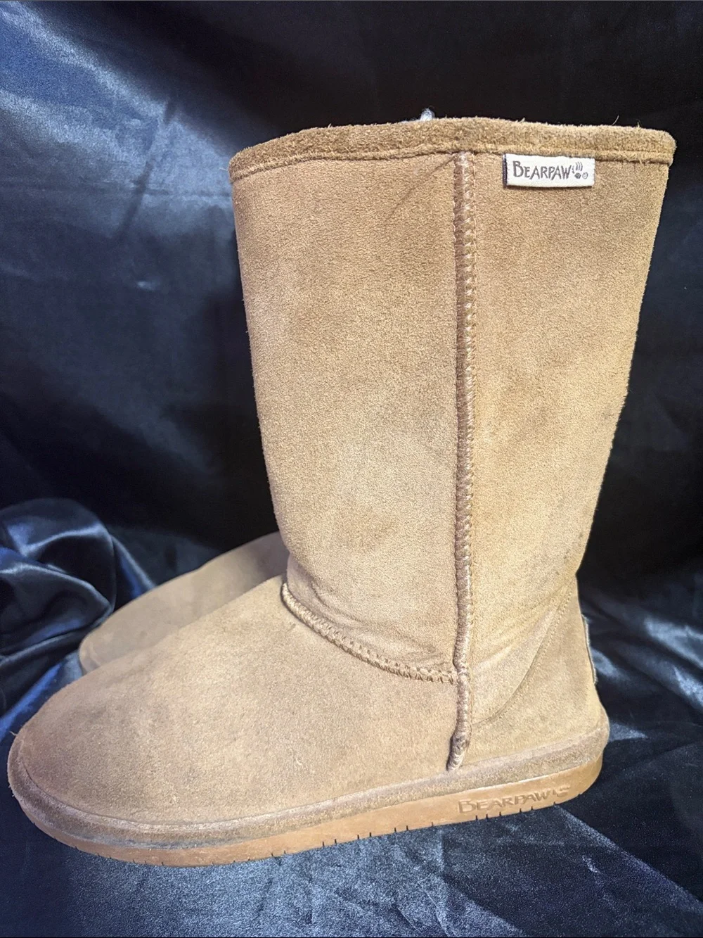 Bearpaw Classic Tall Suede Boots Chestnut Brown Size 9 Cozy Fall Winter